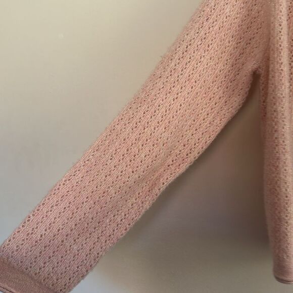 NWT Croft & Barrow Pink Shimmer Pointelle Open Front Cardigan Size XL - Picture 6 of 7